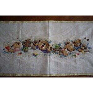 Finished Janlynn Counted Cross Stitch 19"X7"-Sleepy Bears #195-0601 Complete